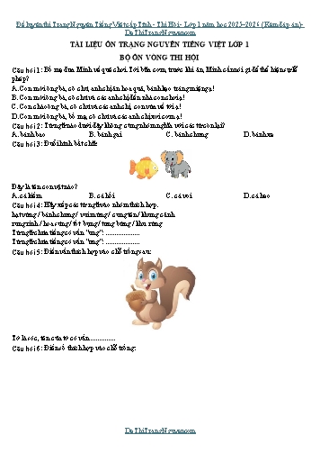 Đề luyện thi Trạng Nguyên Tiếng Việt cấp Tỉnh - Thi Hội - Lớp 1 năm học 2025–2026 (Kèm đáp án)