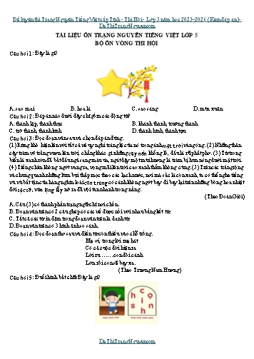 Đề luyện thi Trạng Nguyên Tiếng Việt cấp Tỉnh - Thi Hội - Lớp 5 năm học 2025–2026 (Kèm đáp án)
